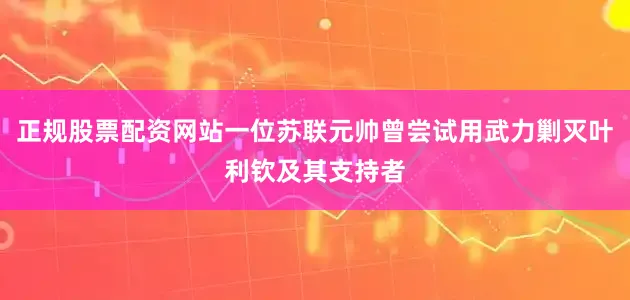 正规股票配资网站一位苏联元帅曾尝试用武力剿灭叶利钦及其支持者